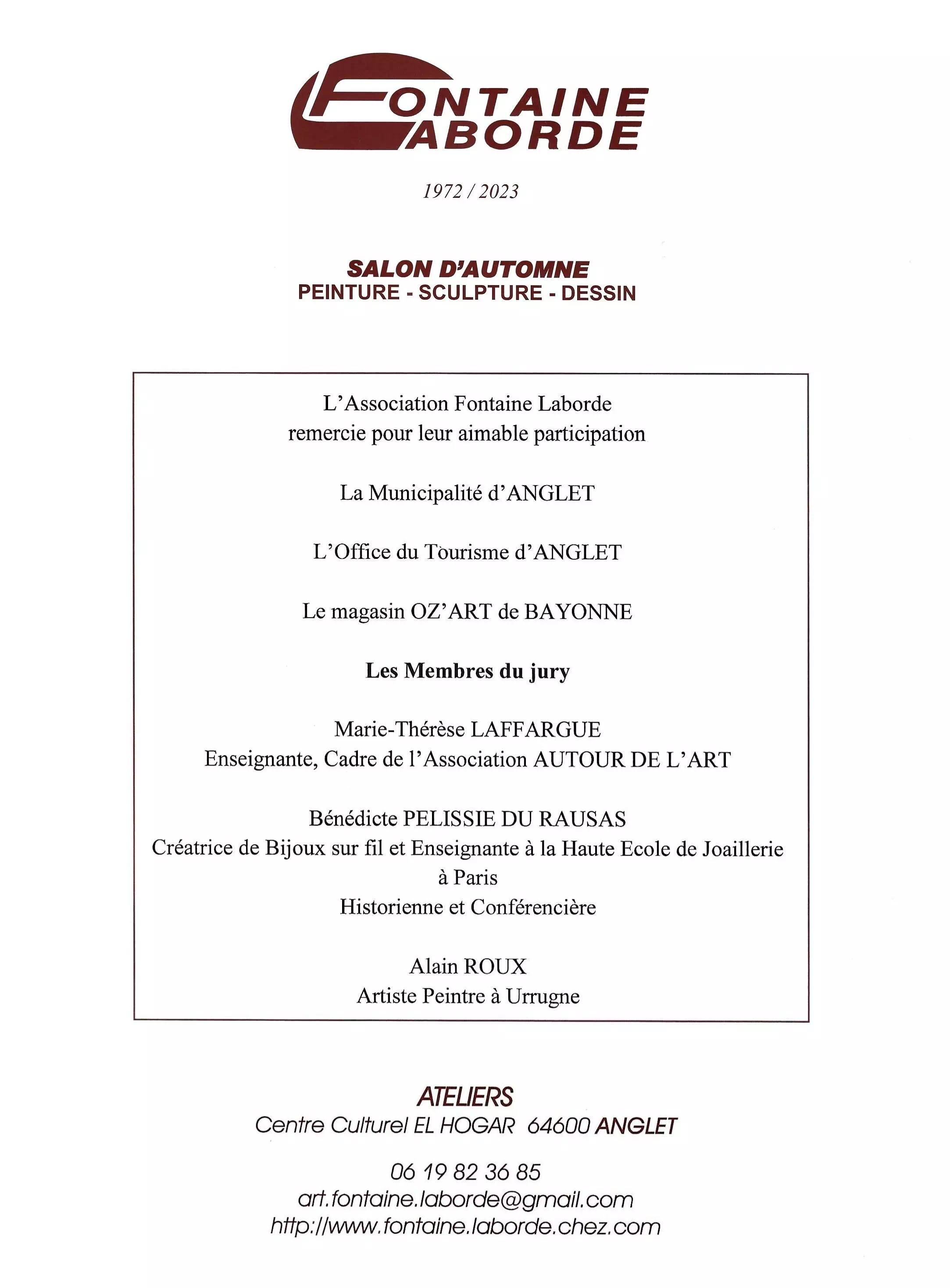 affiche du salon d'automne de l'association Fontaine Laborde